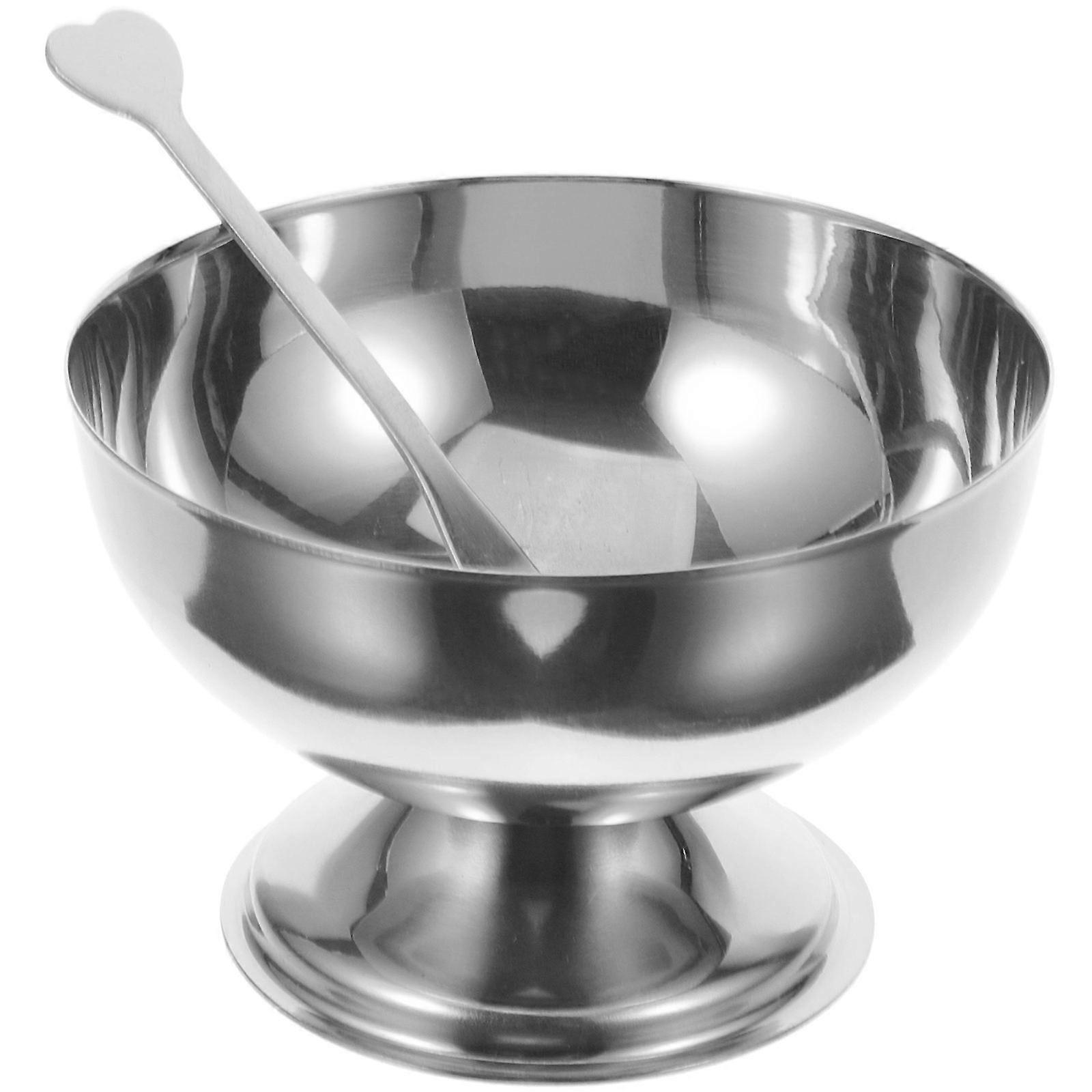 Stainless Steel Ice Cream Bowl Serving Desserts for Family Gatherings Silver Color Reusable 1 Set