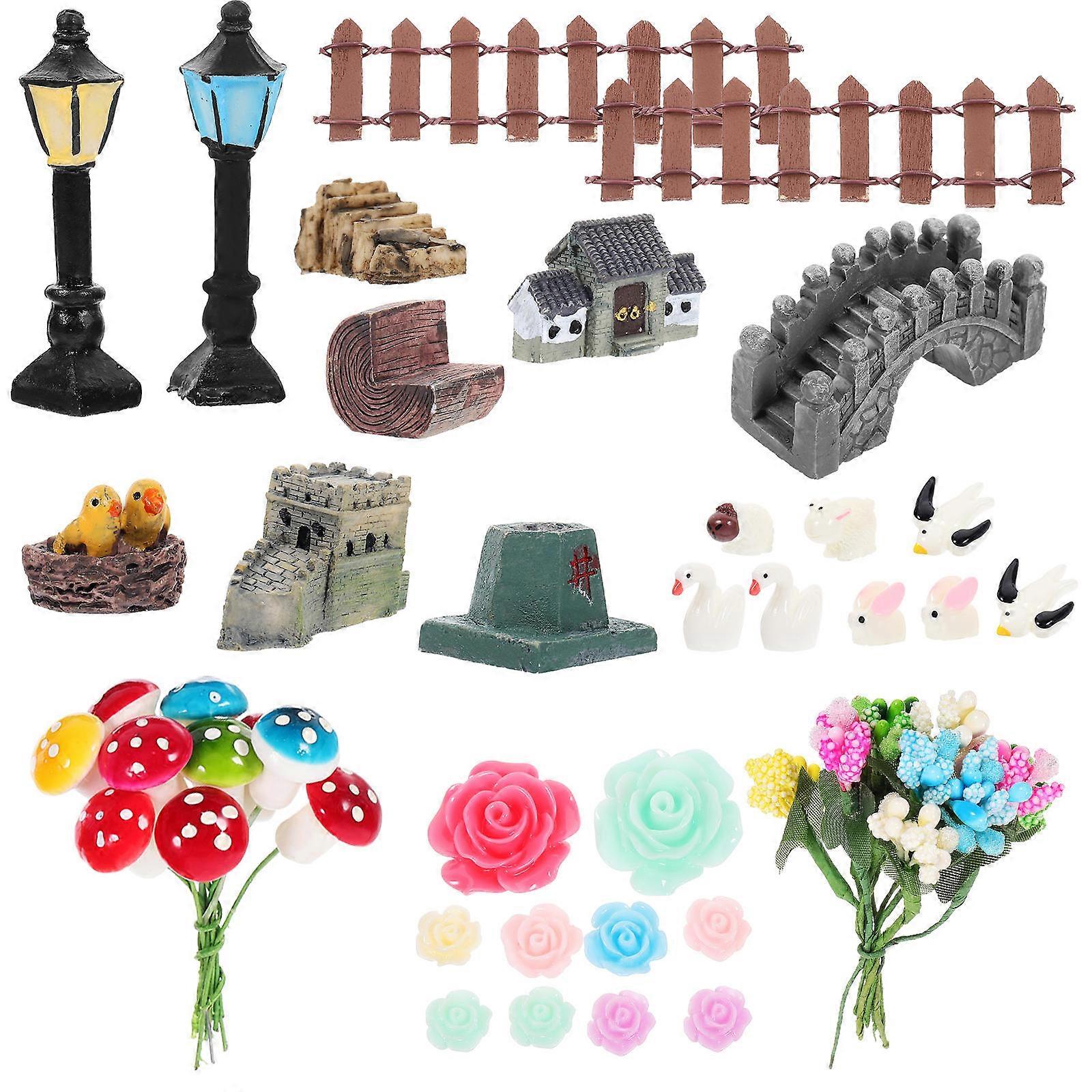 Resin Crafts Decors Miniature Ornaments Set for Decoration 1Set