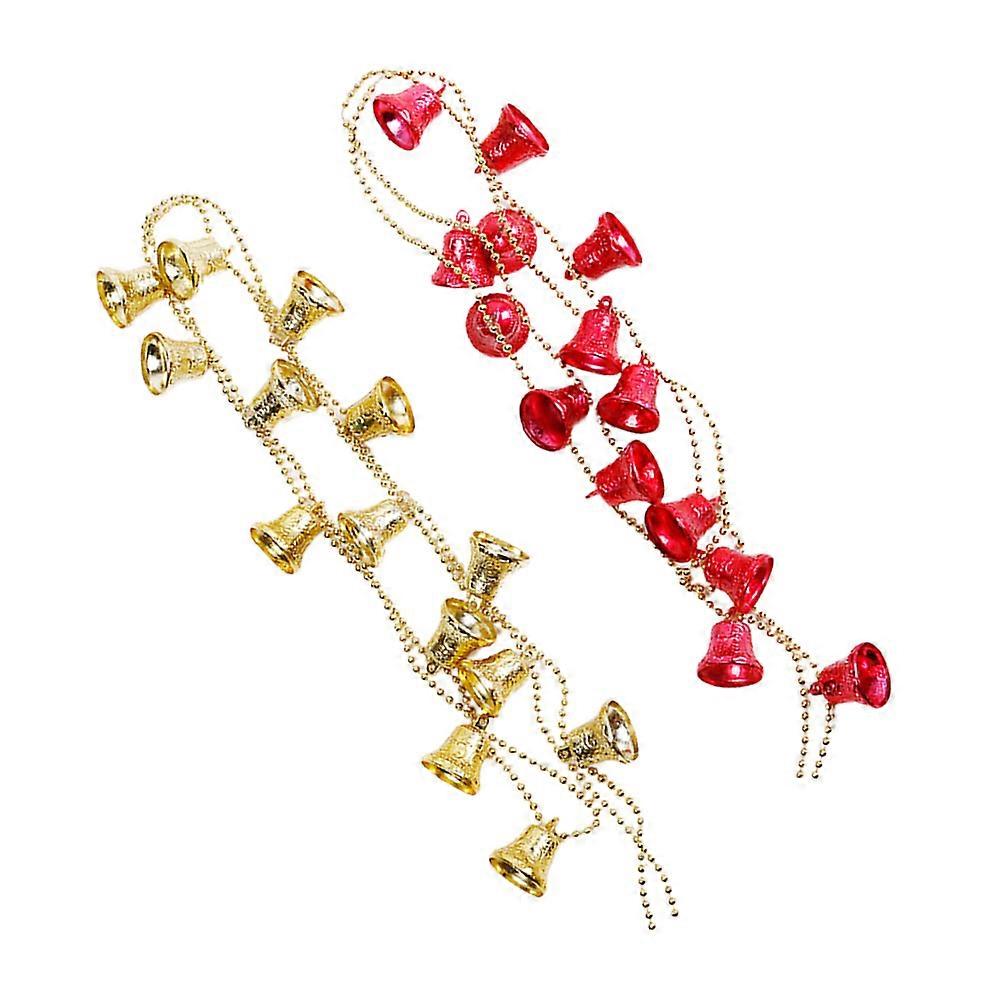 Christmas Bells String Curtain Panel for Doorway 2Pcs Hanging Bells Props