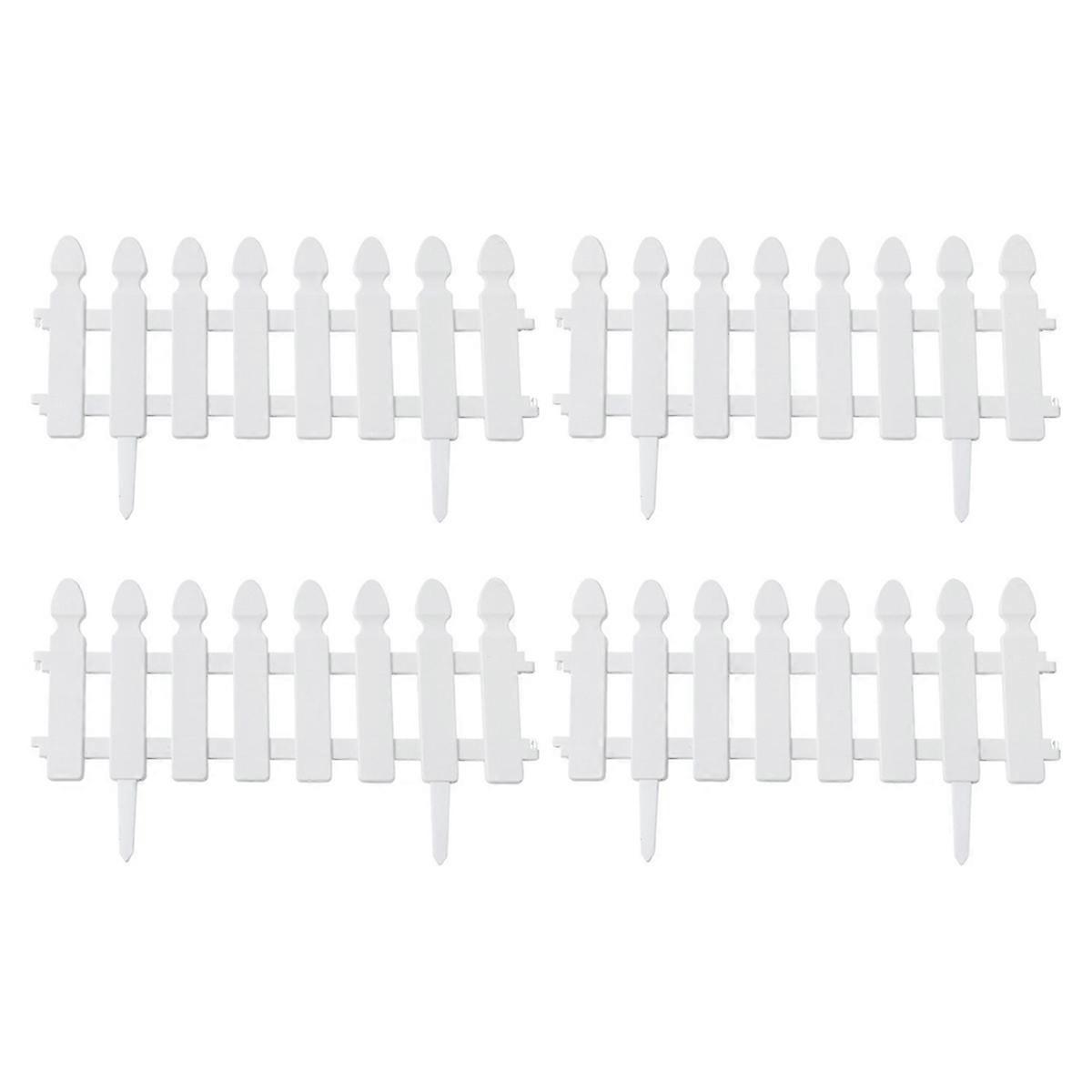 Plastic Picket Garden Fence Path Border, Set of 4