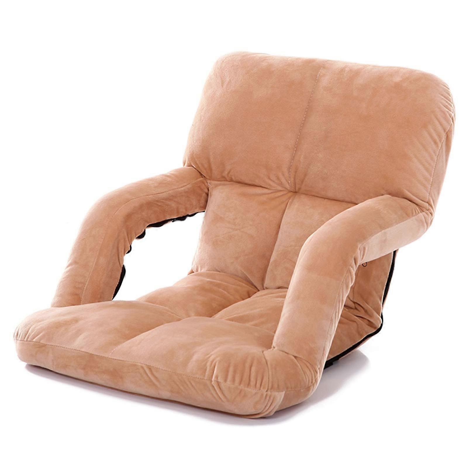 Floor Chair Meditation For Bay Window With Removable Washable Cloth Cover, 5Level Adjustable Folding Sofa Bed Khaki