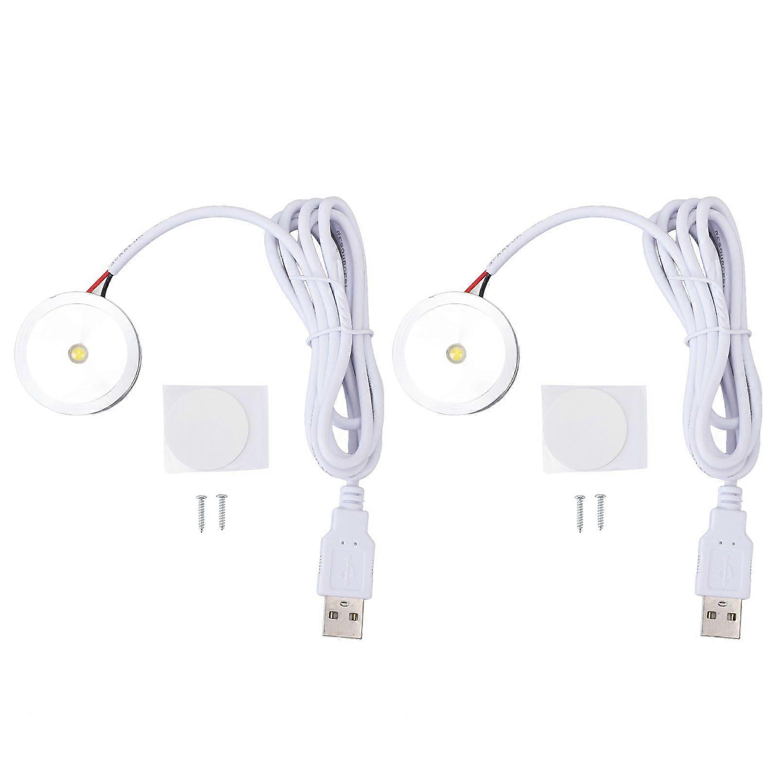 Display Spotlight Round USB Plug in Small LED Showcase Lamp with 4.2ft Cable for Jewelry Cabinet Cupboard Shelf 5V Warm Light