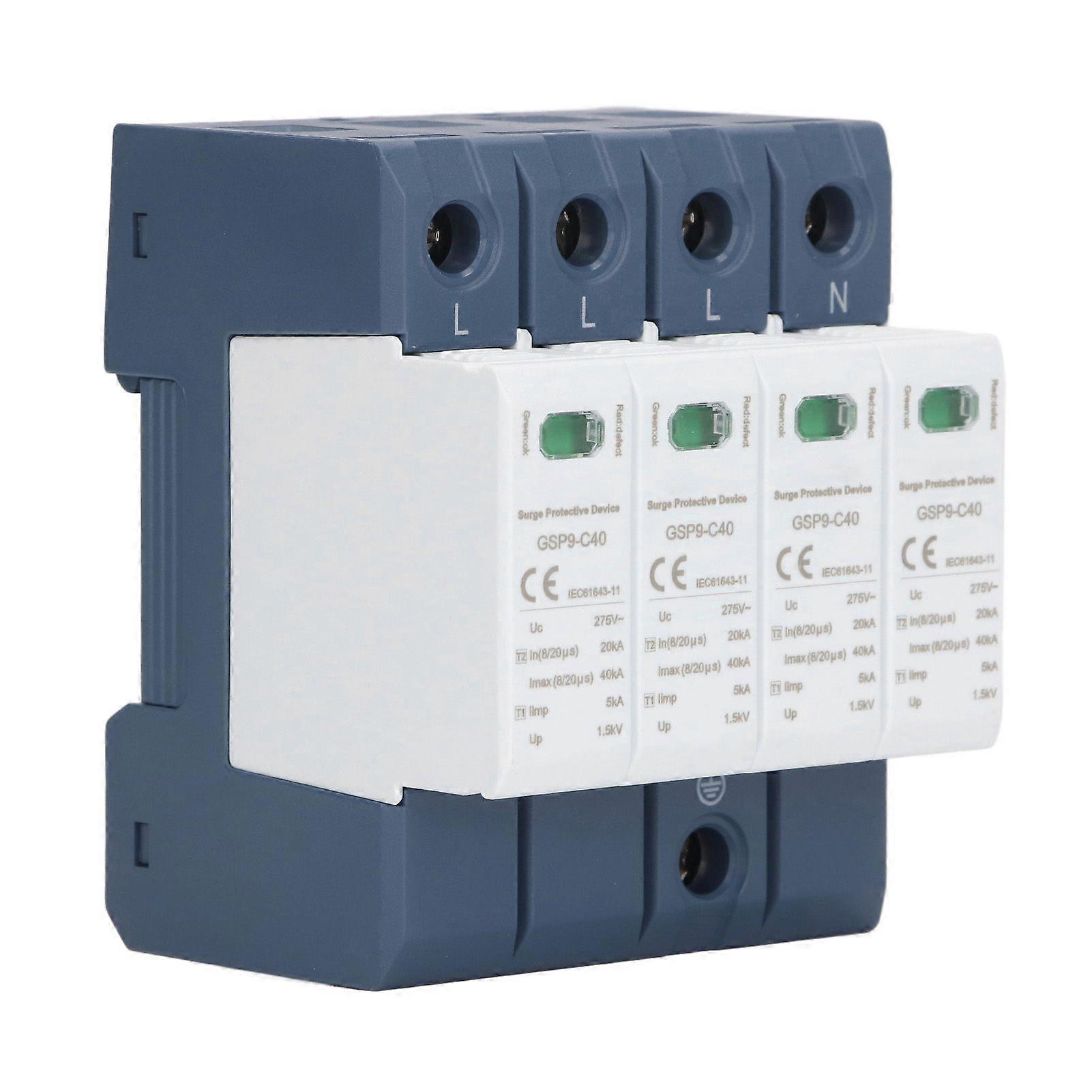 Surge Protective Device 40KA 4P SPD Protector Industrial DIN Rail Installation AC 275V