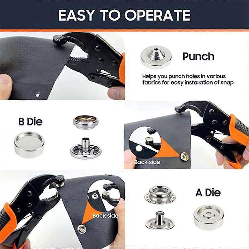 Heavy Duty Snap Fastener Tool,Snap Setter Tool Kit Silver
