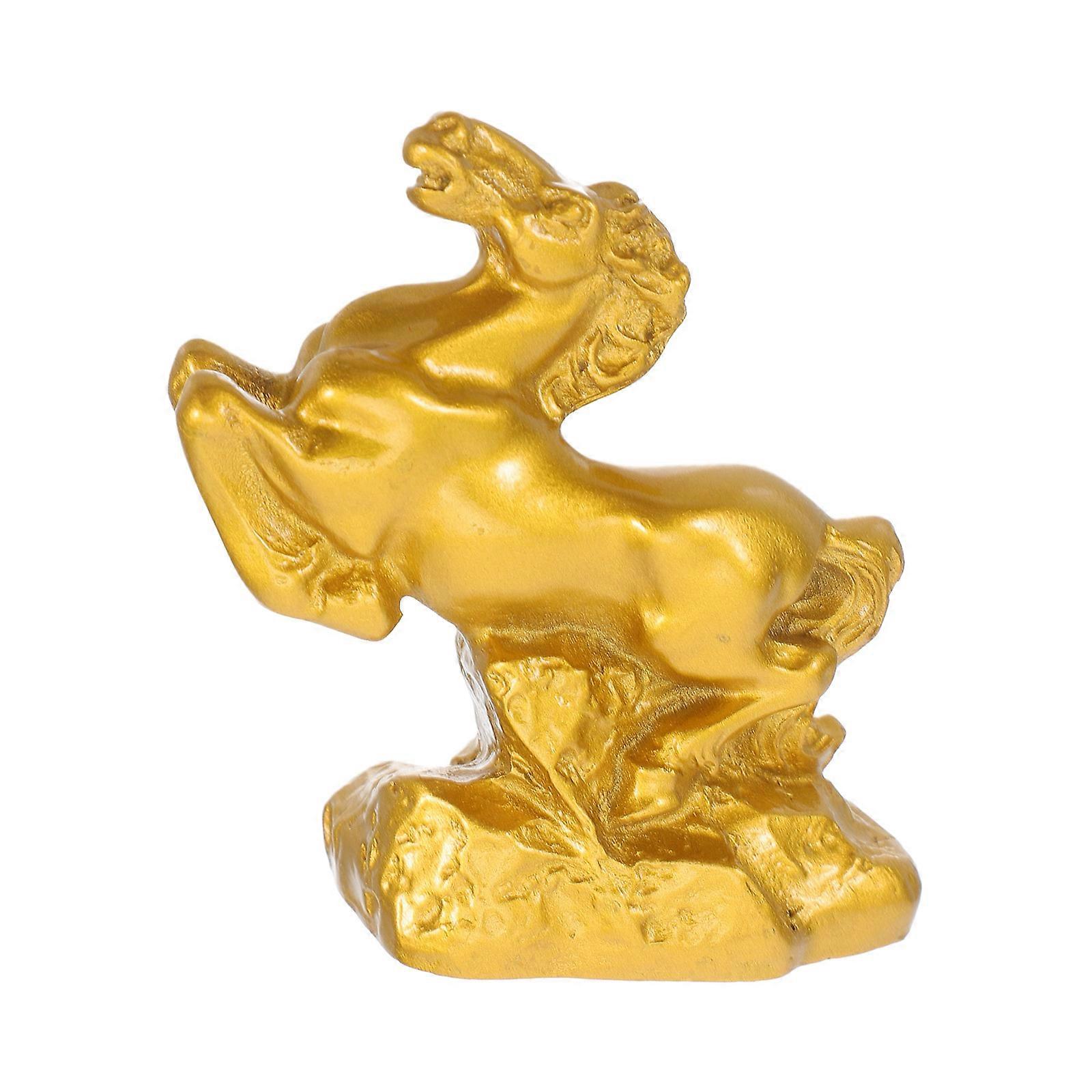 Resin Horse Figurine for Car Dashboard Decoration Set of 3 Golden Sculptures