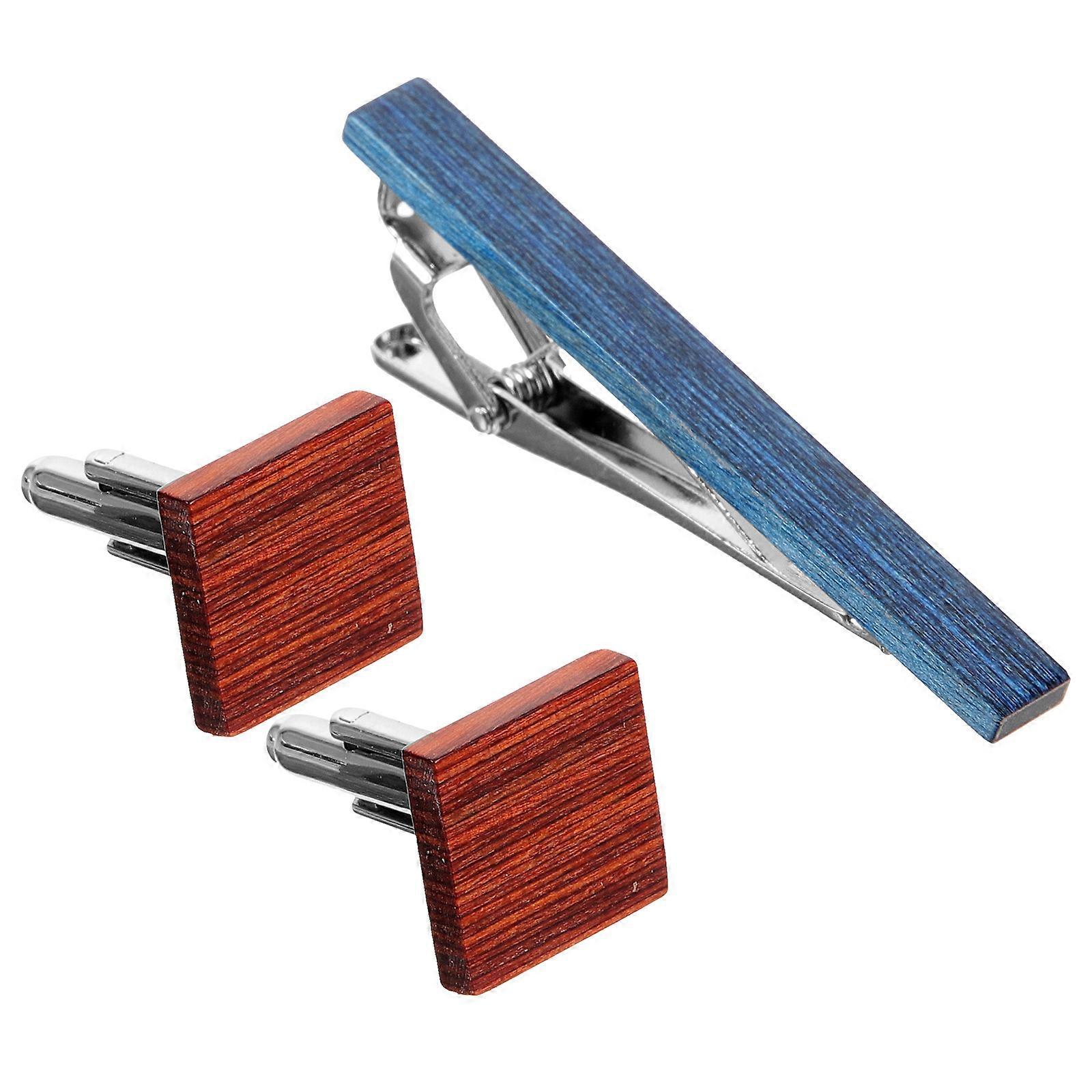 Cuff Links for Men Suit with Tie Clip Accessories 5Sets Assorted Color