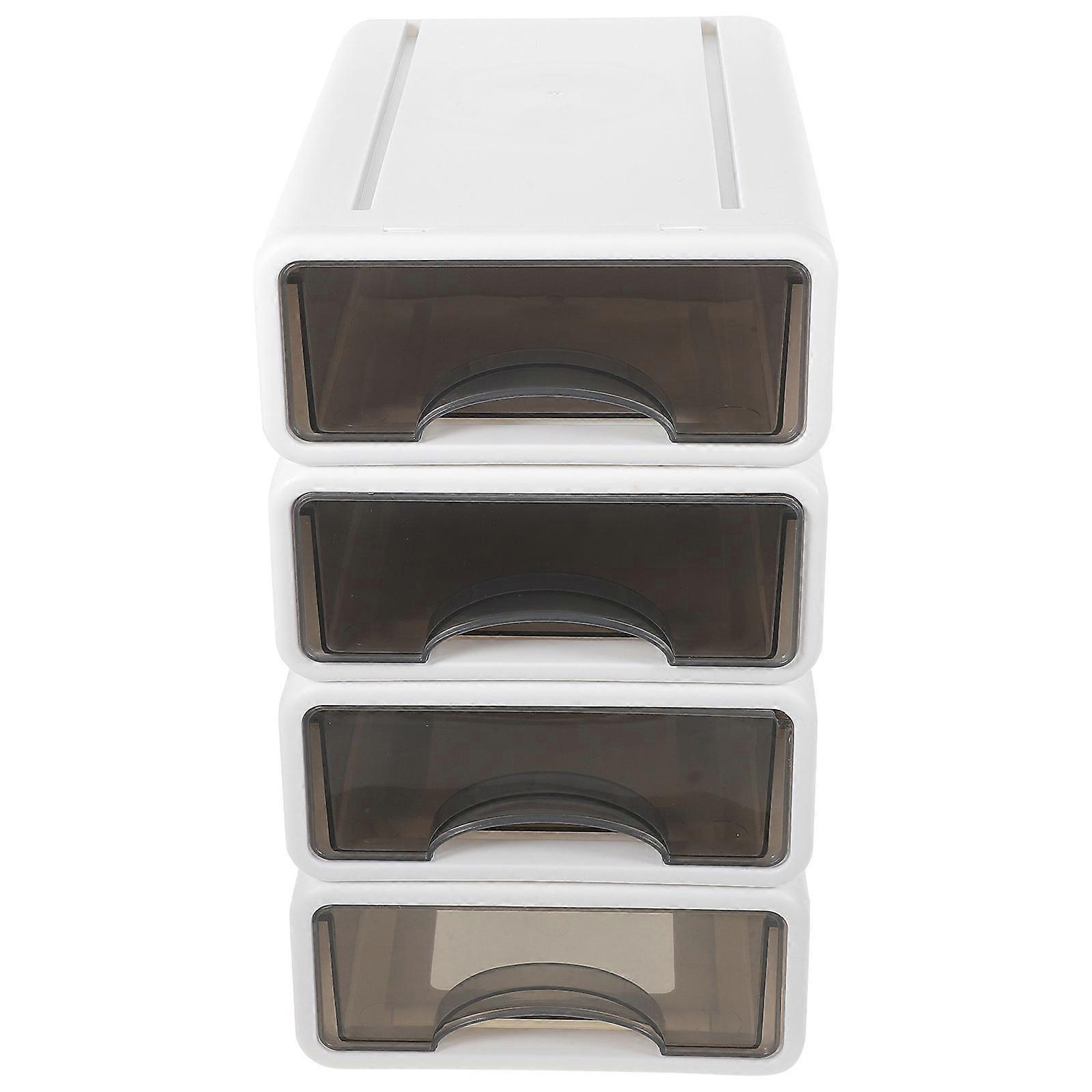 Plastic Storage Drawer Tabletop Storage Boxes for Stationery Home White Pp Material 4Pcs