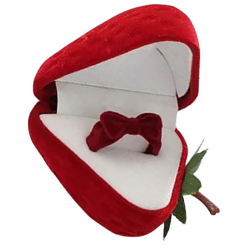 2Sets Strawberry Ring Storage Box for Wedding Jewelry Gift Red