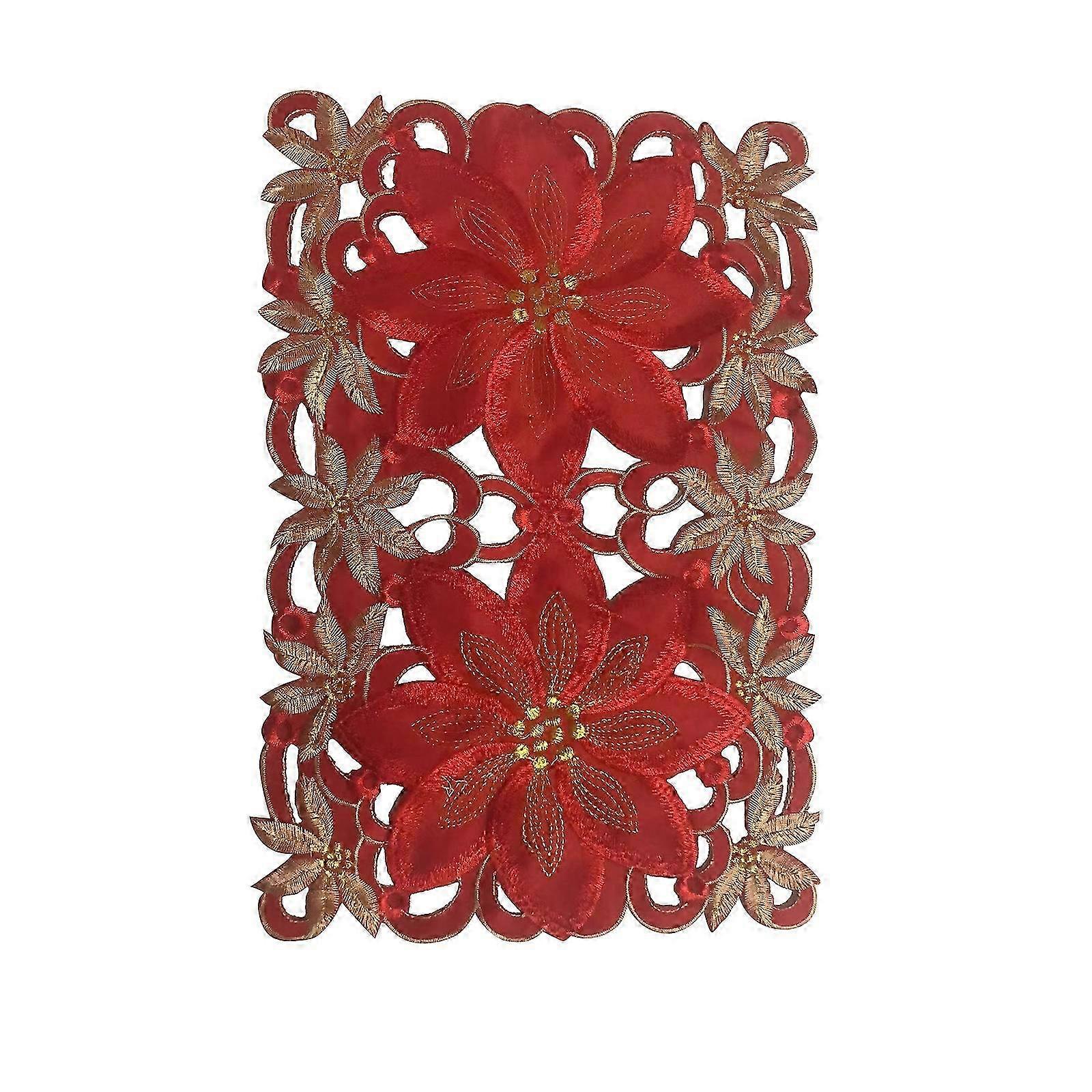 Embroidered Christmas Table Runner Red Table Linens for Christmas Decorations 2025