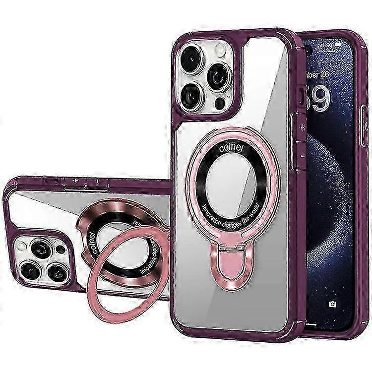 Compatible For iPhone 15 Pro Max Case TPU + Acrylic Phone Back Cover with Kickstand Compatible with MagSafe