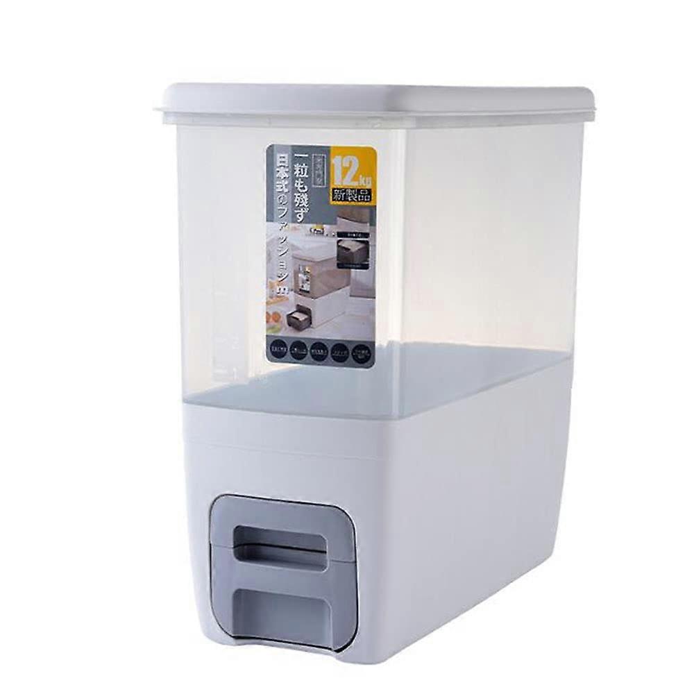 Rice Container MoistureProof Multifunction Dosage Rice Barrel Dispenser For Dry Food Storage Gray