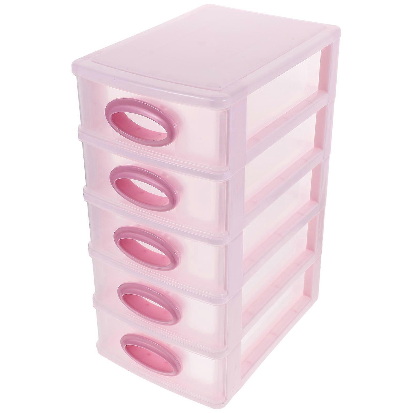 Pink Drawer Box Makeup Organizer for Storage Use with Five Layers