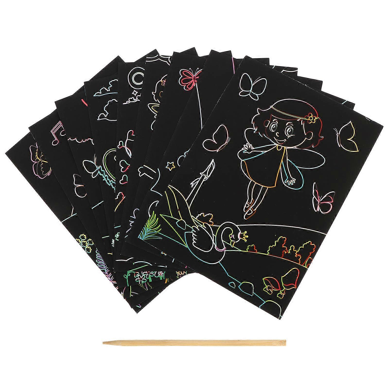Scratching Painting Diy Graffiti Tool For Kids Family Activities Rectangular Shape 18.5X13.5CM Paper Safe Creation 1 Set