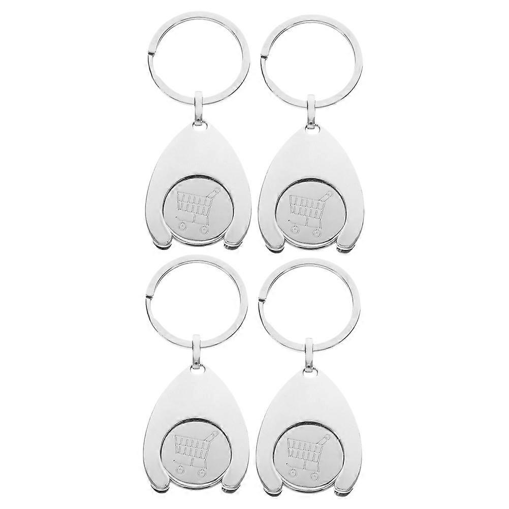 Metal Keyring Shopping Trolley Token Holder 12 Pcs Silver Keychain For Keys And Shopping Cart Usage