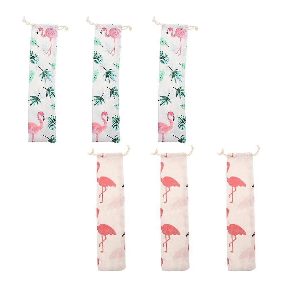 Portable Straw Pouch Multi-Function Straw Cases Cotton and Linen Pouch Travel Daily Use 10.2×2.4×0.1in 6Pcs