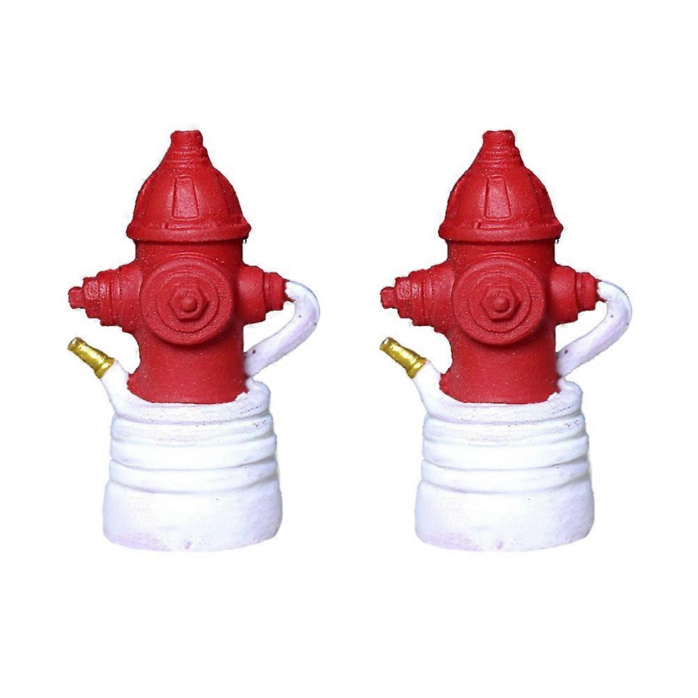 Fire Hydrant Statue Decor for Decoration Use 2Pcs Resin Red Adornment