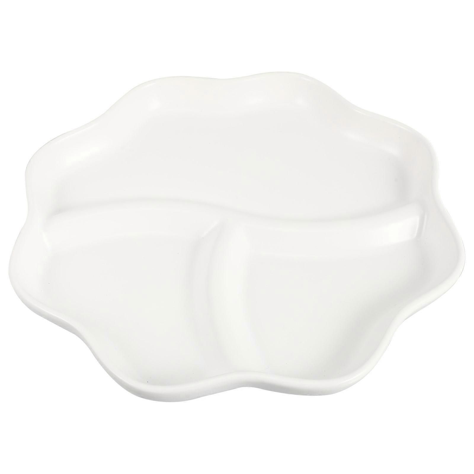 Ceramic Three-Grid Dish for Food Use with 2Pcs Creative Breakfast Plates