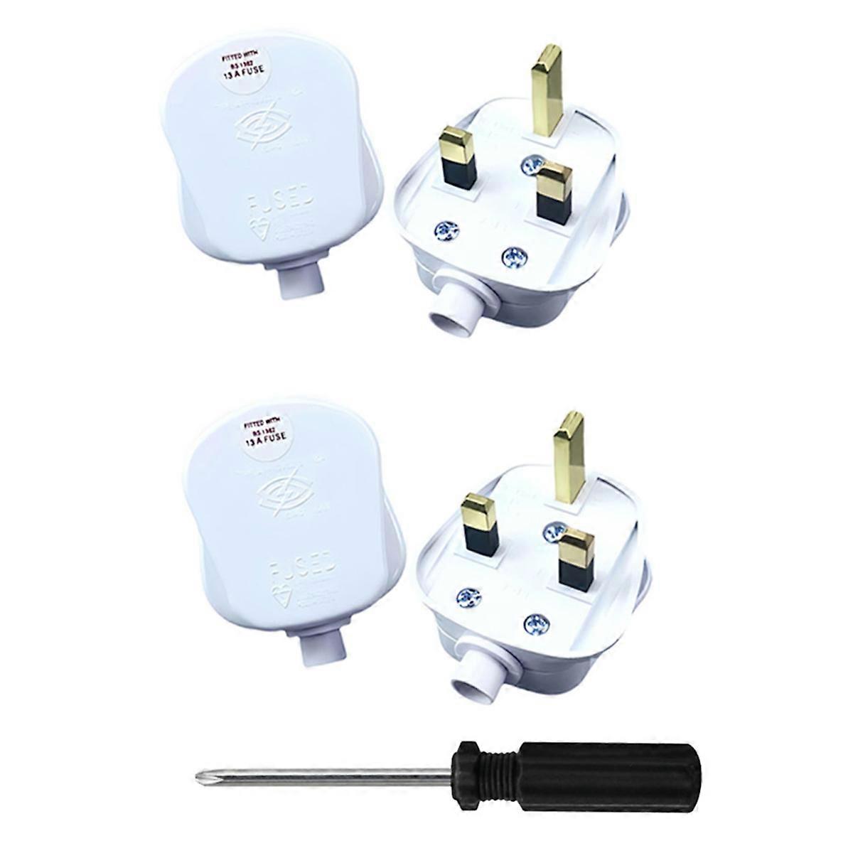 4Pcs UK 3-Pin AC Power Plugs with Fused Socket Adaptor Rewireable Male Connectors Extension Cord Cab