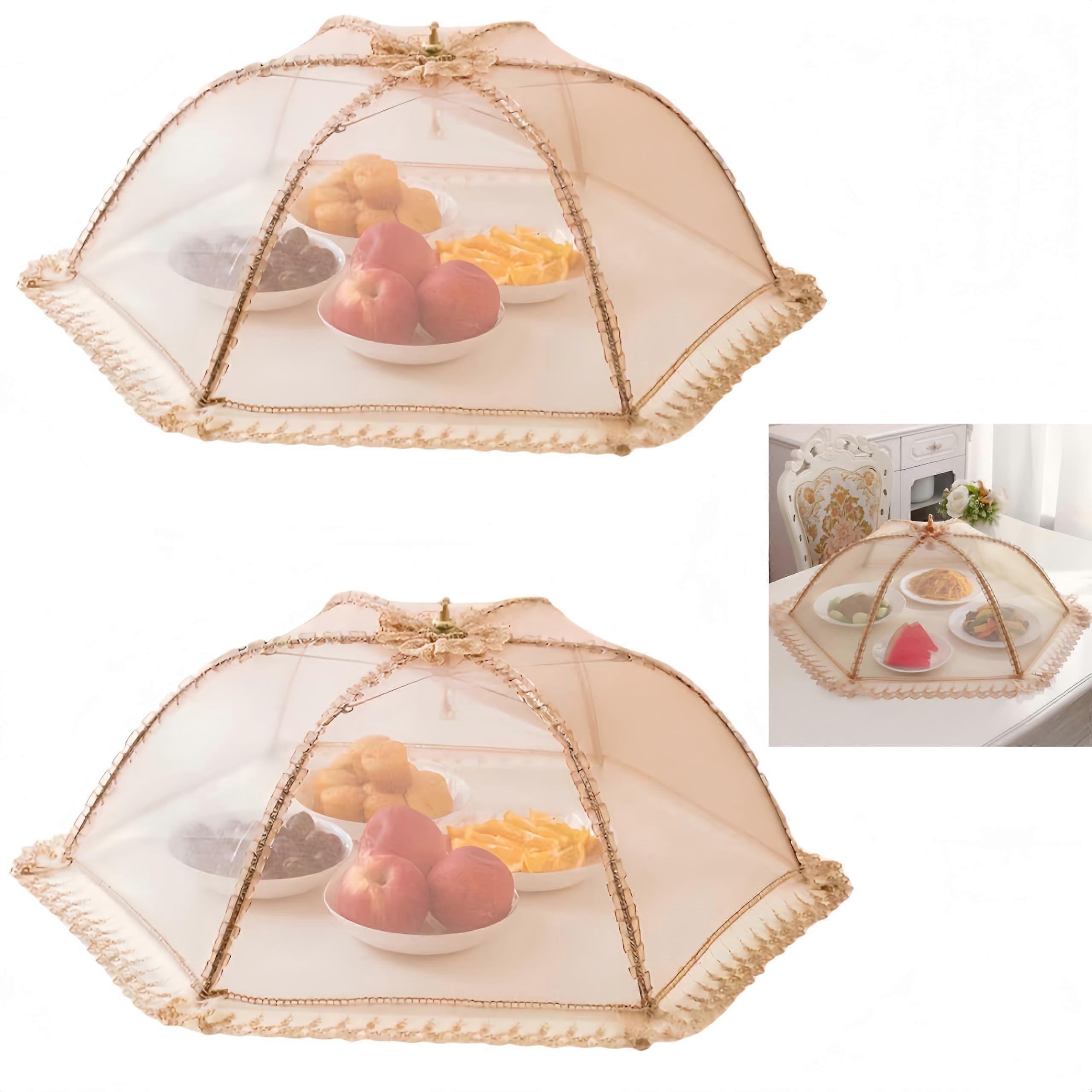 2PCS Premium Pop Up Mesh Food Cover, Collapsible Fly Net Protector for Outdoor BBQ, Garden Parties, 70x70CM