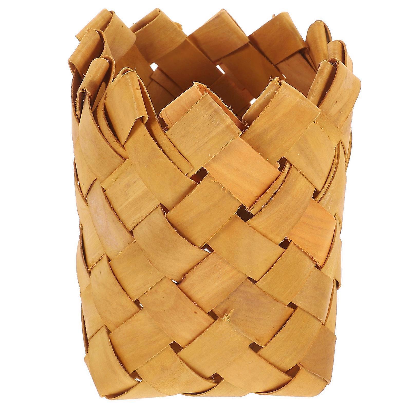 Multi-Function Wooden Woven Basket 3Pcs Light Brown with Versatile Storage for Storage Use