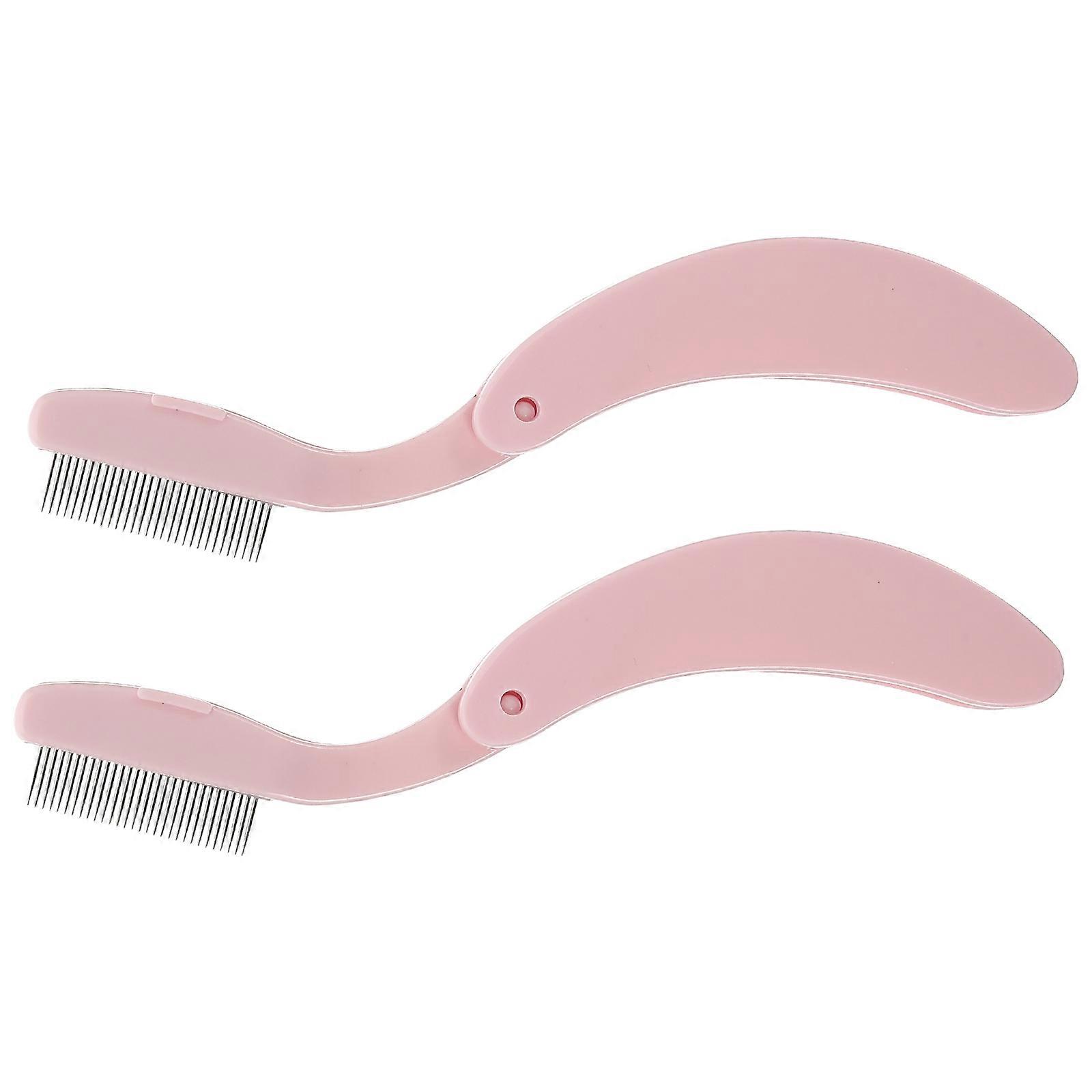 Metal Eyebrow Comb Lash Comb for Makeup Use 8Pcs Pink Eyebrow Makeup Tool