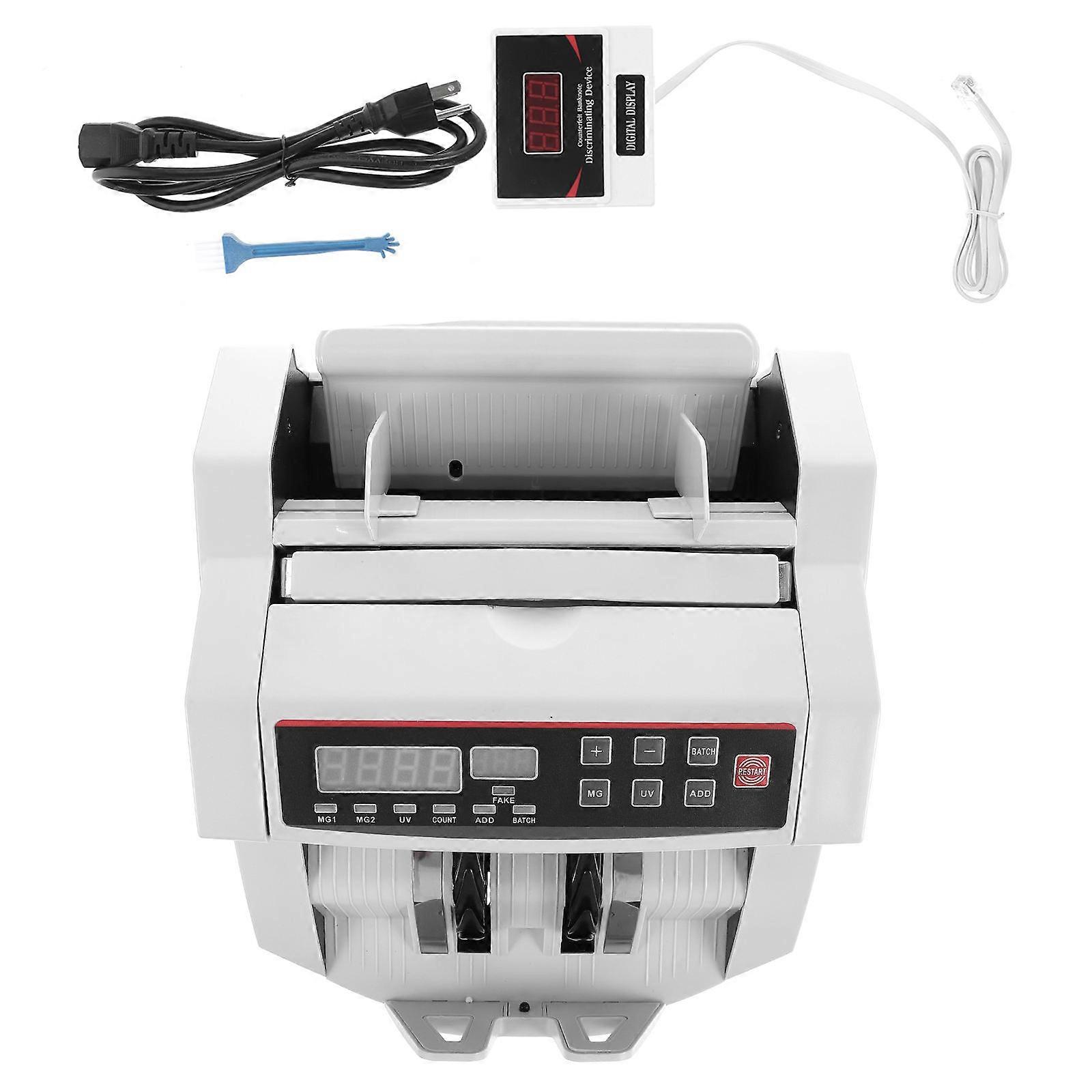 Portable Cash Counter Currency Detection Machine For Cashier Use 11.5X9.7X7 Inch White LED Display 1Pack