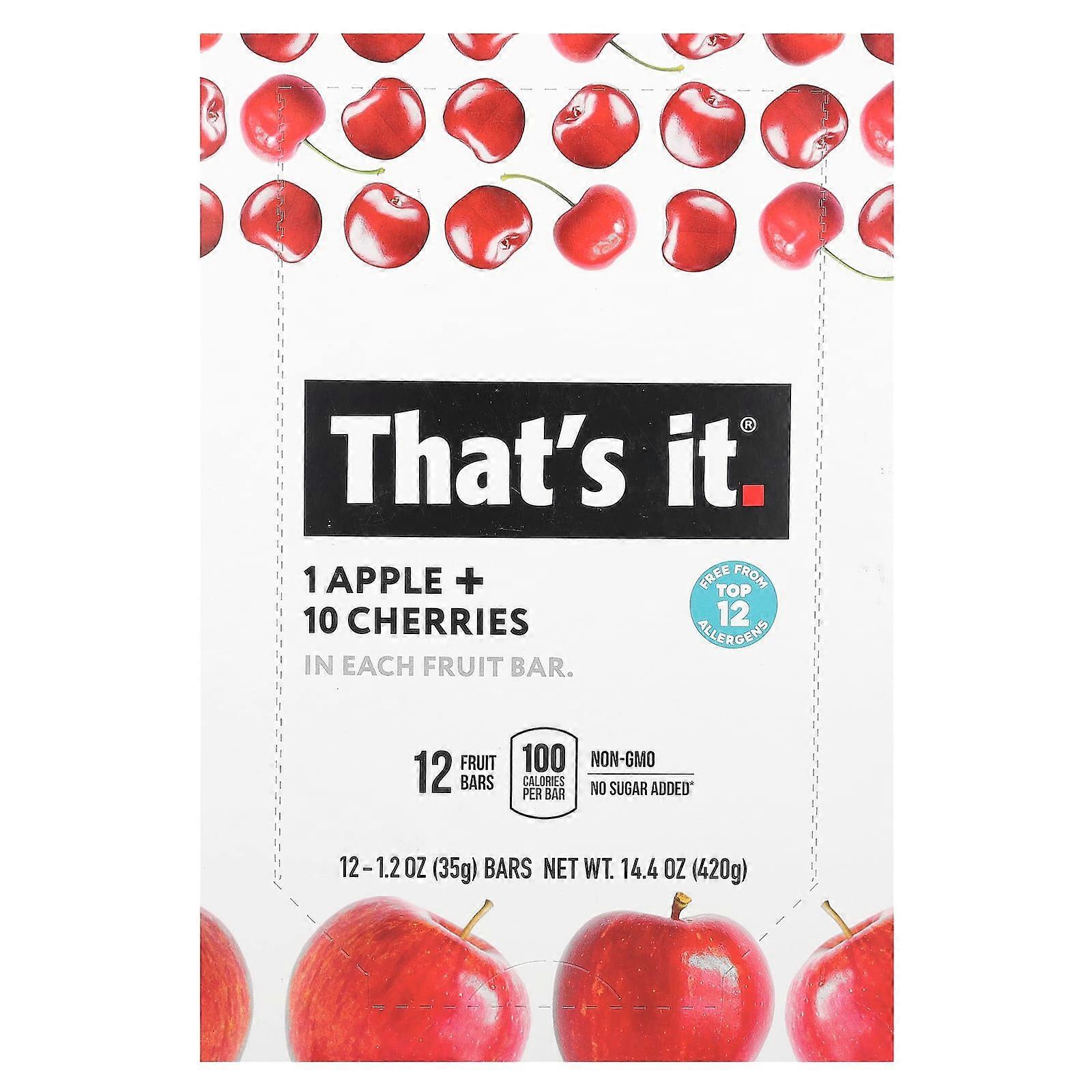 Fruit Bars, Apple + Cherries, 12 Bars, 1.2 oz (35 g) Each