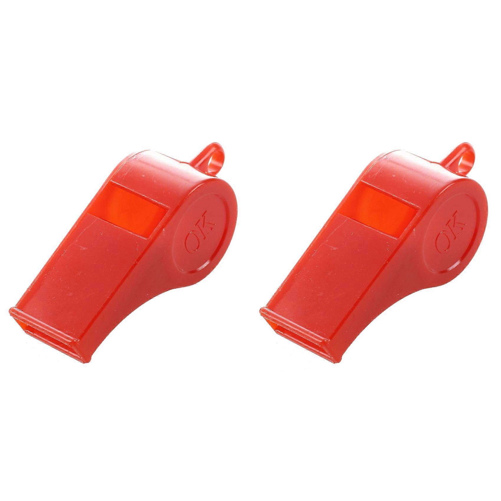 10 Pcs Sports Referee Plastic Assorted Color Whistle W String