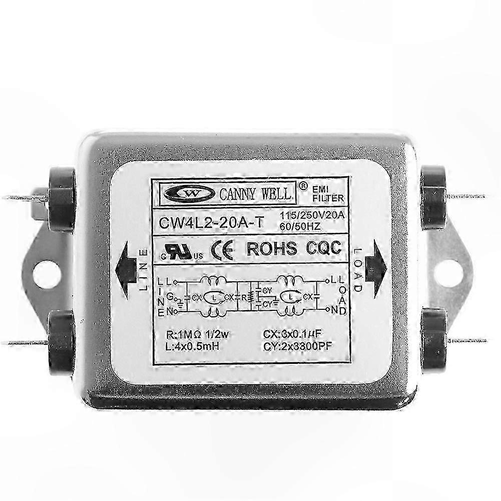 Single-Phase Enhanced AC Power Filter 220V 50/60Hz 20A EMI Suppression