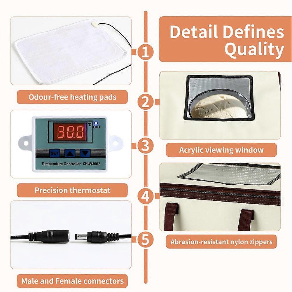 Bread Dough Proofing Box, Temperature Control Bread Proofer Foldable Visible Dough Proofer Sourdough Warmer US Plug