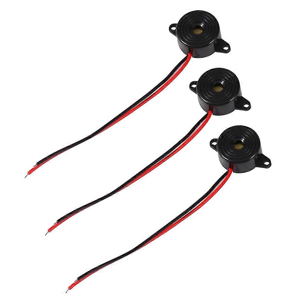 3PCS -24V 85DB Small Enclosed Electronic Buzzer Alarm with Wires (Black)