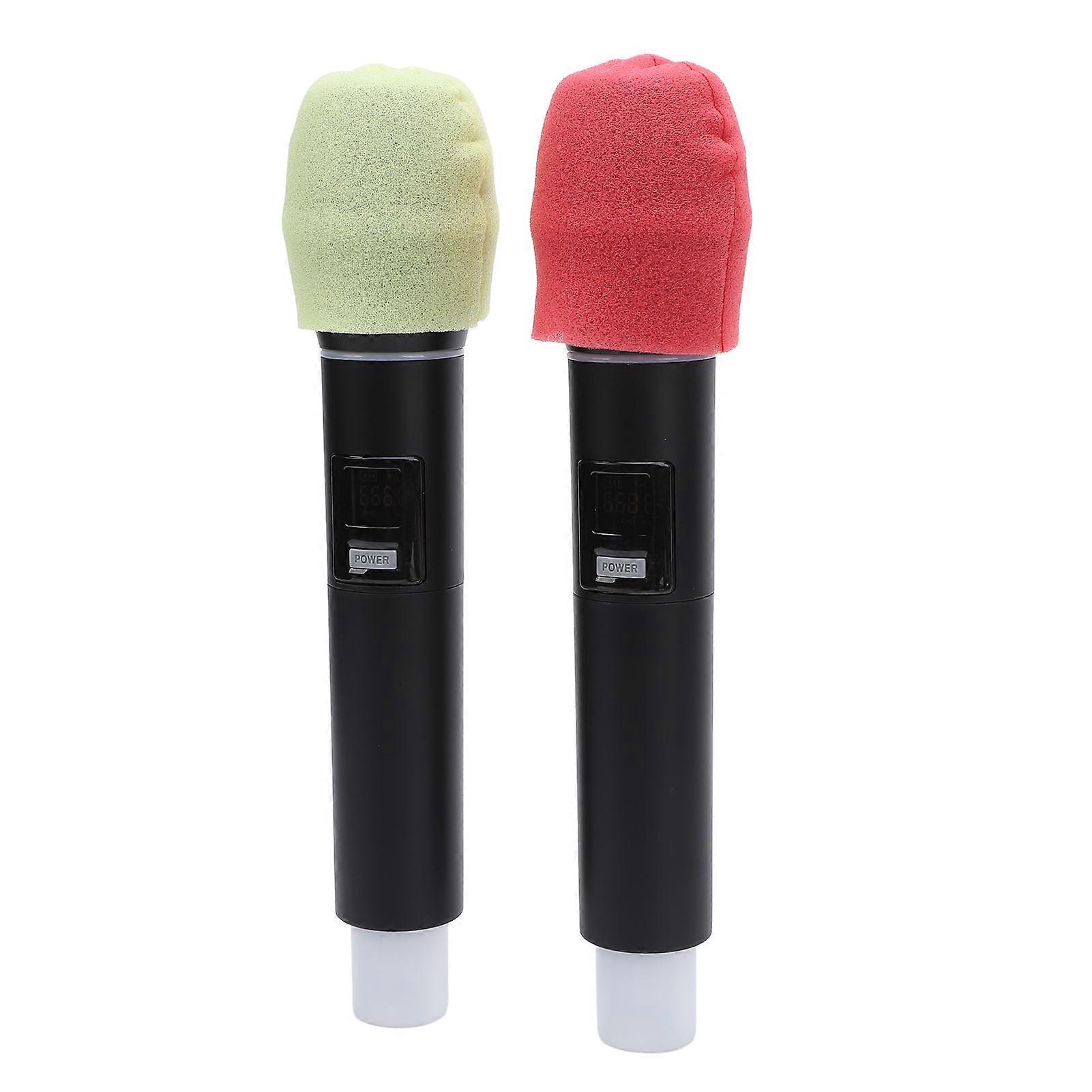 UHF Wireless Microphone Luminous Double Handheld Dynamic Mic with Receiver for Home and Stage Performance 