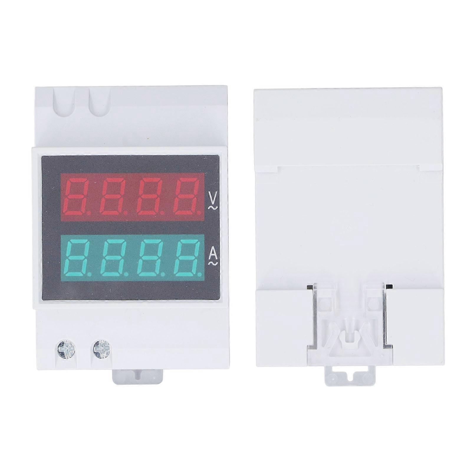 Over Under Voltage Protective Device Auto Recovery DIN Rail Mount 80‑300V 0.1‑99.9A 0.5in LED Digital Tube Display 