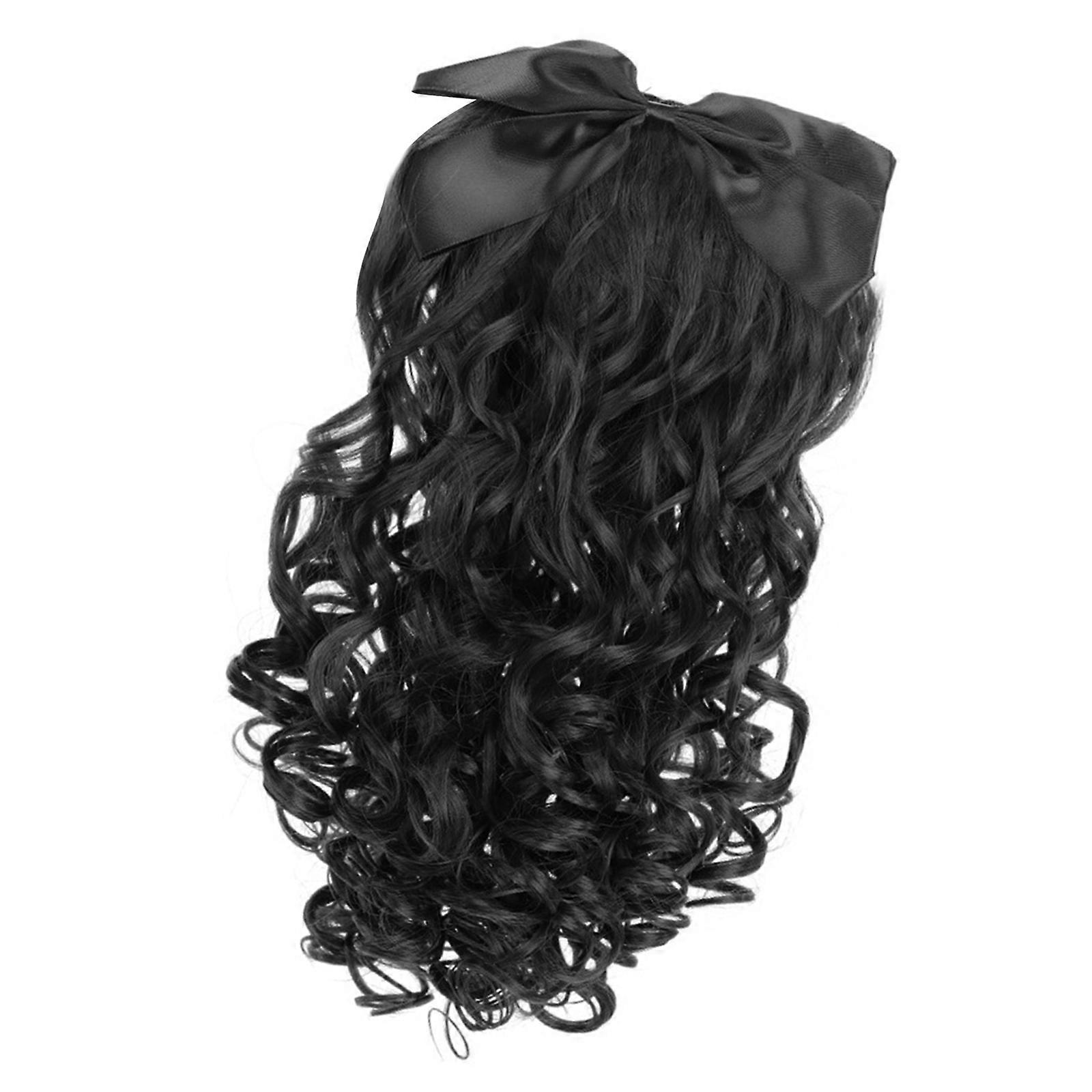 Natural Looking Textured Curly Ponytail Net Hairpiece Including Comfortable Inner Layer For Cosplay Use  Natural Black