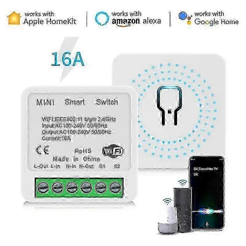 Homekit Smart Switch 16A Mini Breaker Fonctionne avec Siri Google Home