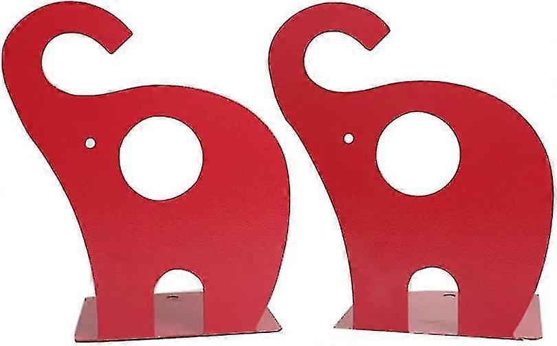 Non-slip Elephant Pattern Children's Metal Bookend Decoration Red