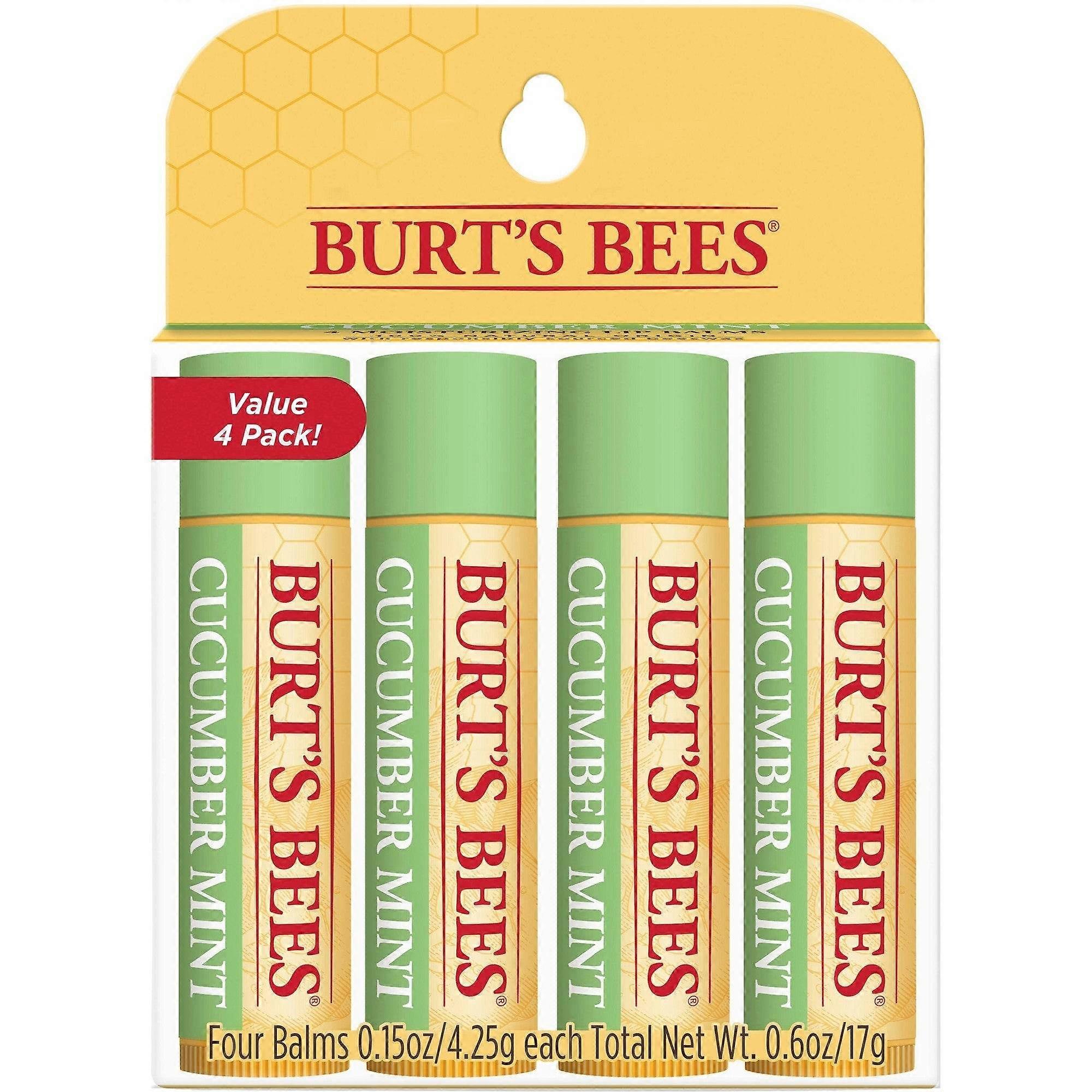 Burt's Bees Naturalny nawilżający balsam do ust, Cucumber Mint, 0.15 uncji x 4 szt.