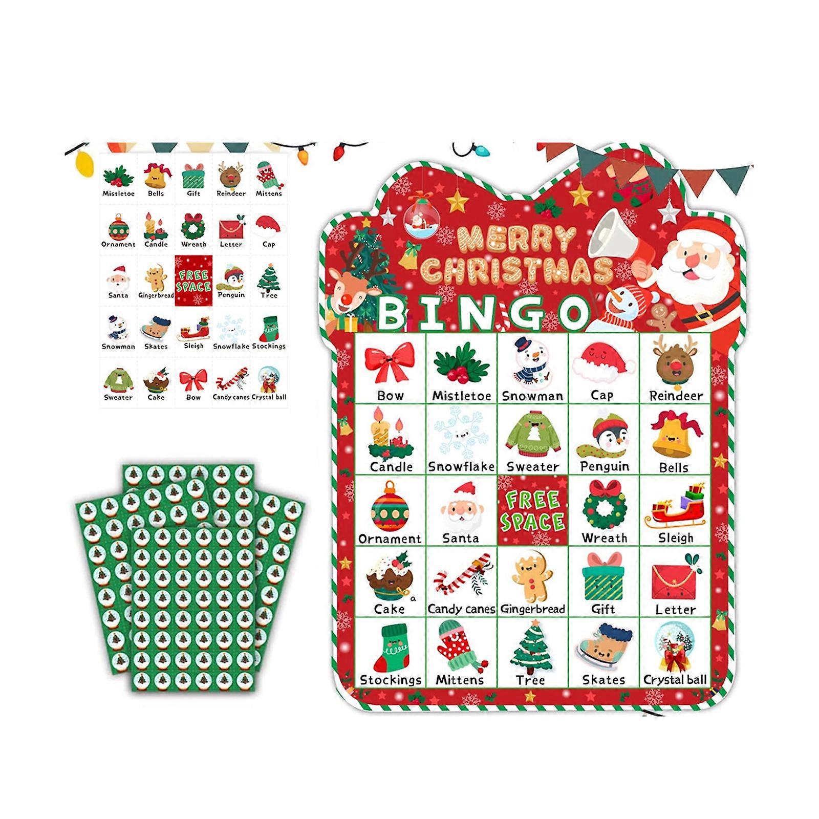 33 Piece Christmas Bingo Game Set For 24 Players Family Holiday Party Activity With Number Tokens And Durable Cards Multicolor