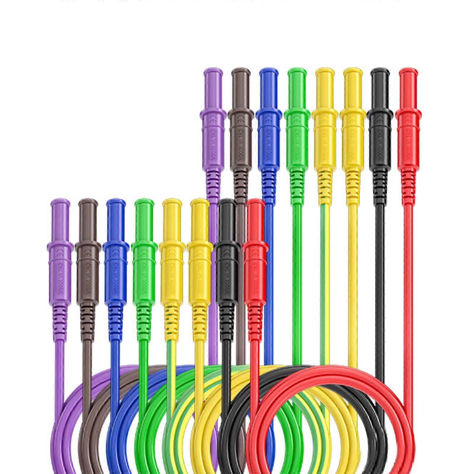 8pcs Temperature Resistant Test Leads with Insulated 4mm Banana Plugs Flexible Silicone Cables for Automotive Test Multicolor