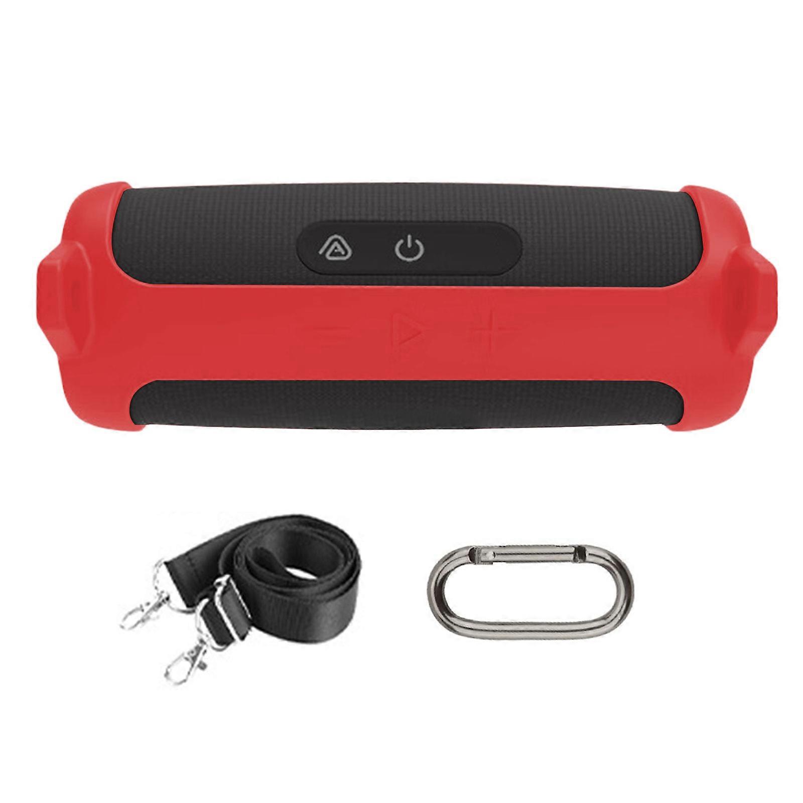 Shockproof Silicone Shell For Flip 7 Portable Speaker Case Shoulder Pouch With AntiScratch Properties for Travel  Red