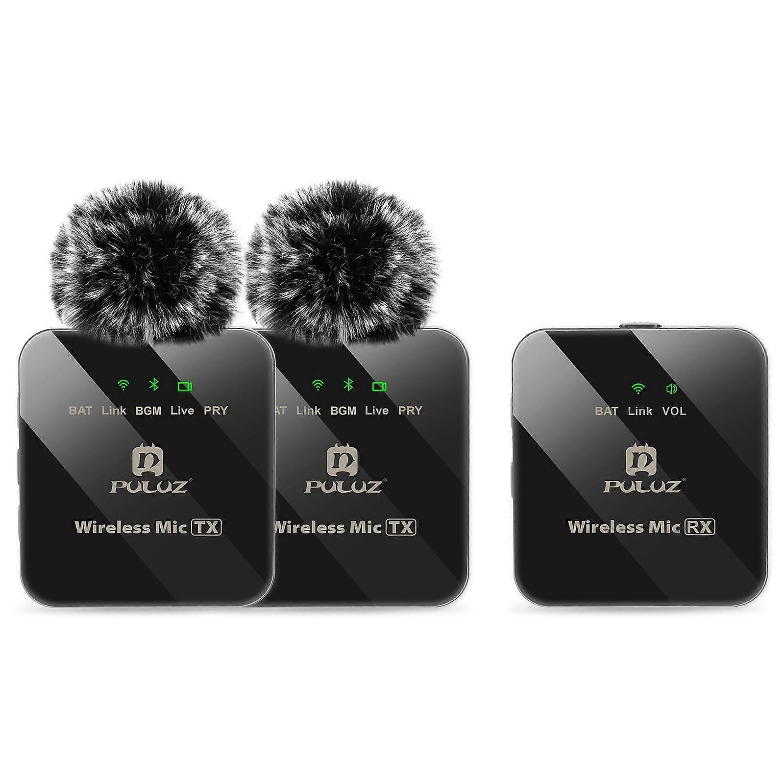 PULUZ 2 TX + 1 RX Wireless Lavalier Microphone