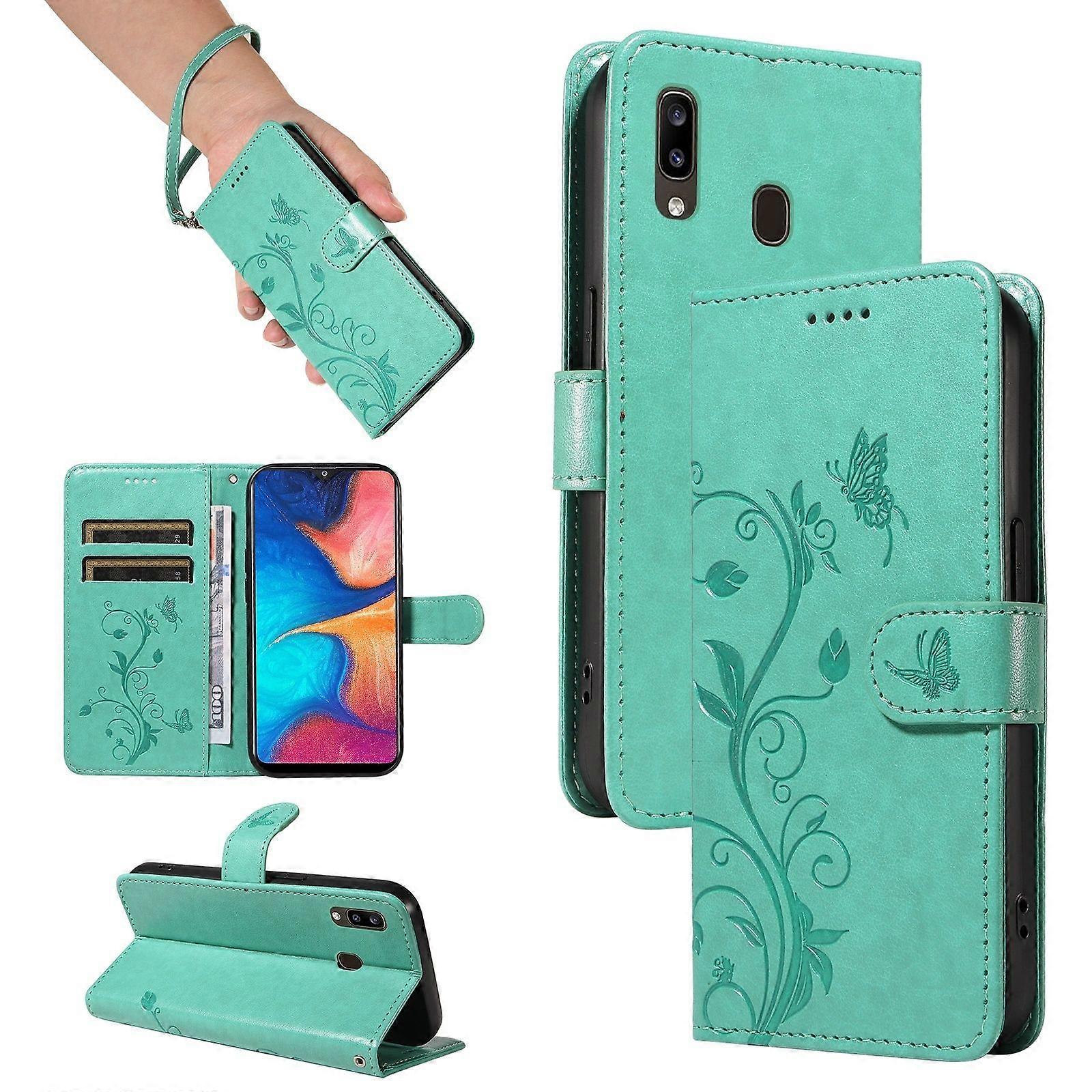 Flip Case for Samsung Galaxy A30/A20 Apricot Blossom Print Shockproof Protection Wallet Phone Case with Card Slots and Removable Wrist Strap
