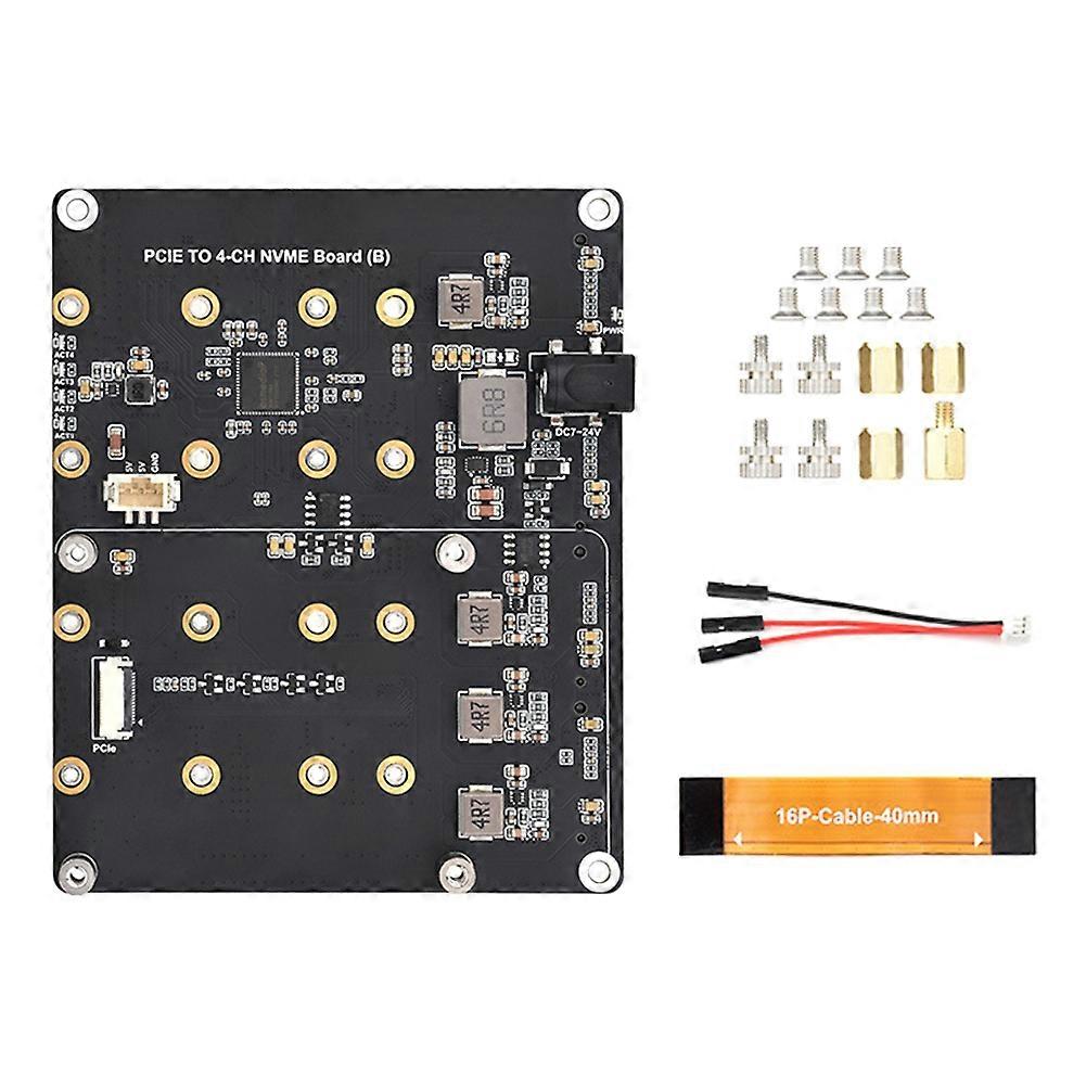 Waveshare for Raspberry Pi 5 PCIe to 4-CH M.2 NVMe SSD Adapter Board Compatible with 2280/2260/2242/2230 M.2 Hard Drives