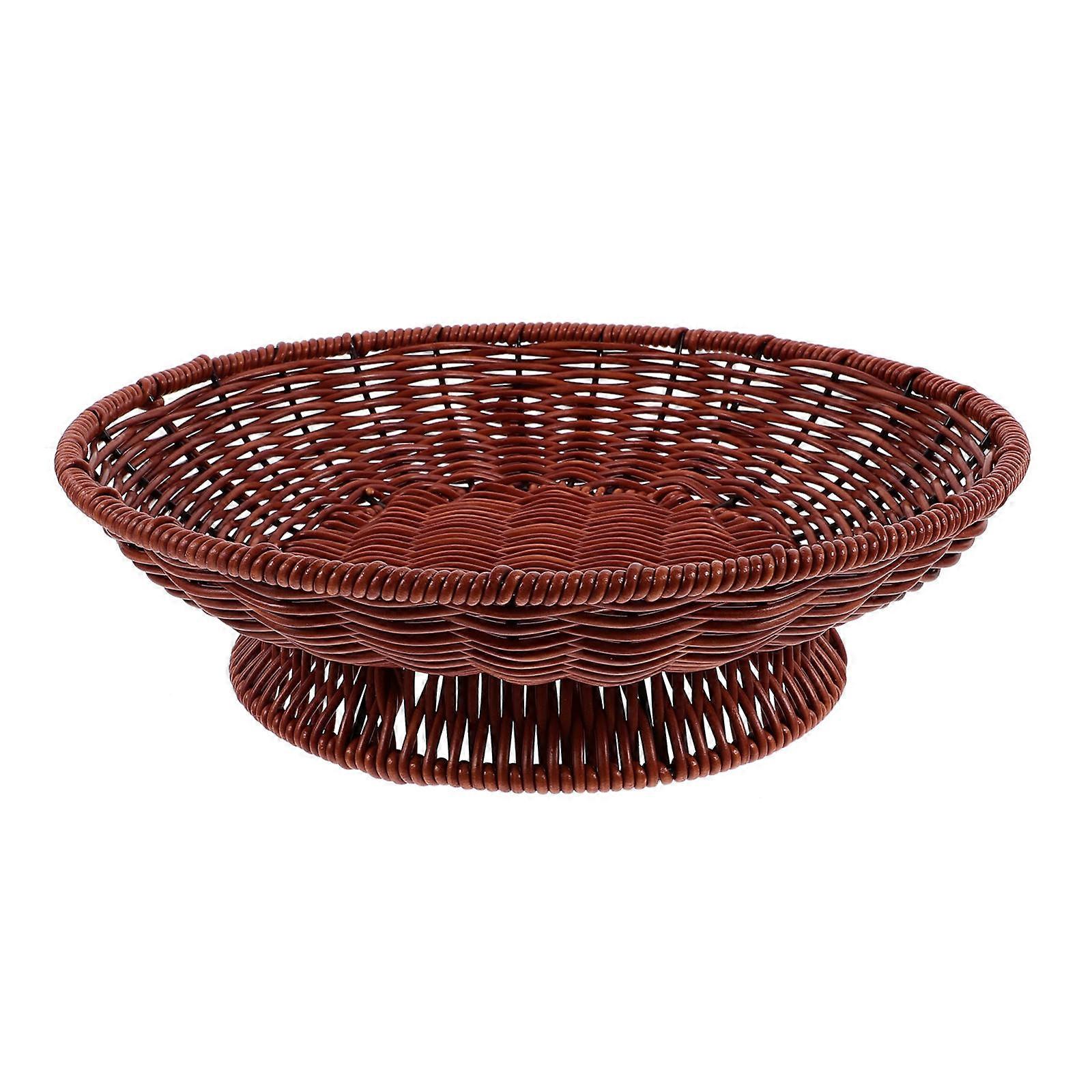 Imitation Rattan Fruit Tray Brown PP for Versatile Snacking and Storage
