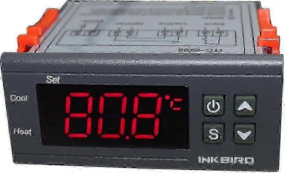 ITC-2000 Digital Thermostat 2 Double Relay Sockets 220V with Probe, One for Alarm, Heating Cooling Temperature Controller