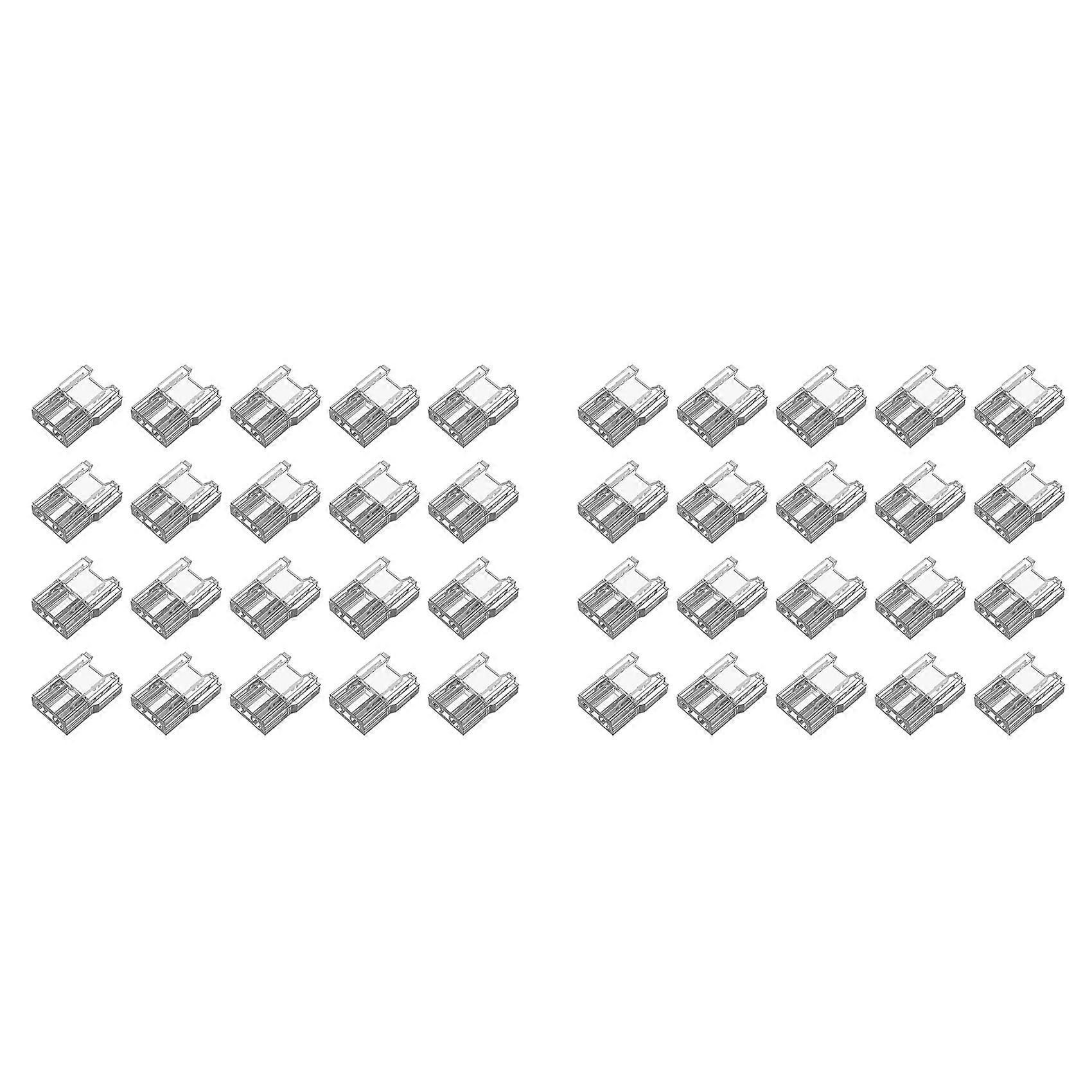 LED Light Strip Connectors 40pcs 2Pin Strip to Wires LED Tape Light Connectors,Transparent Solderless No Dark Area 8mm