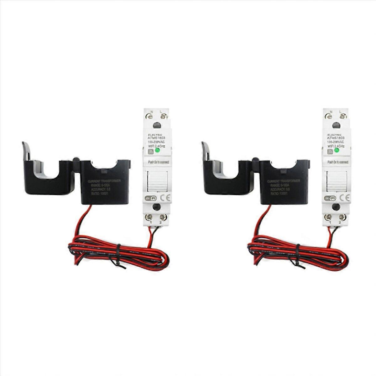 2X Tuya Smart WiFi Electricity KWH Meter Din Rail Single Phase AC 110V 230V CT AC Meter App Real Tim