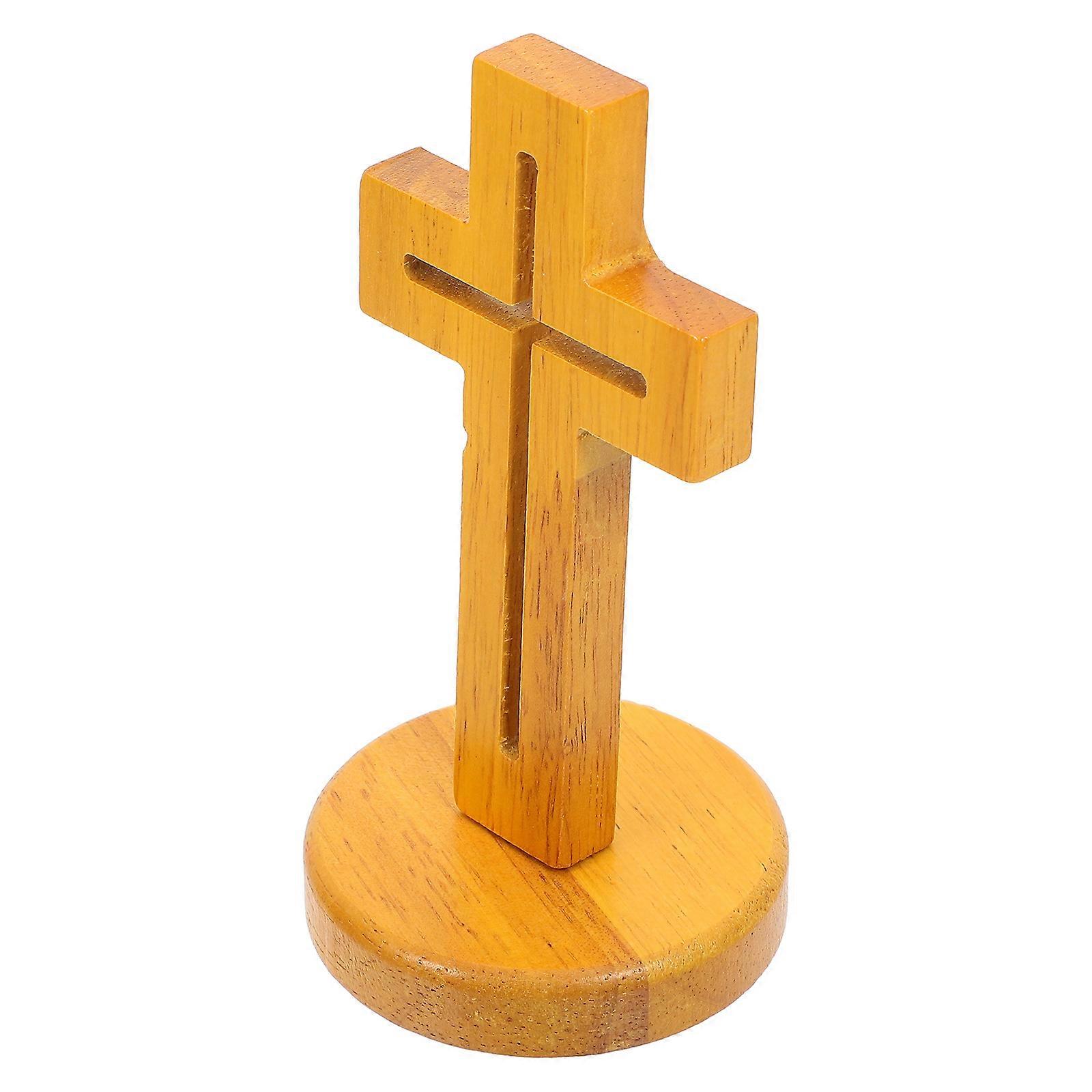 Cross-Shaped Wooden Cross Model For Photography Prop 13.70X7.00X7.00CM Rustic Style 1Set