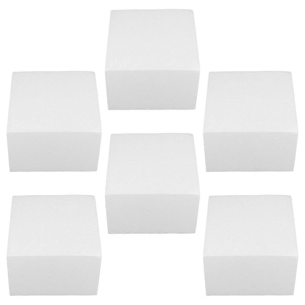 White Foam Cake Dummy for DIY Cake Decorating Practice 6Pcs Square Set