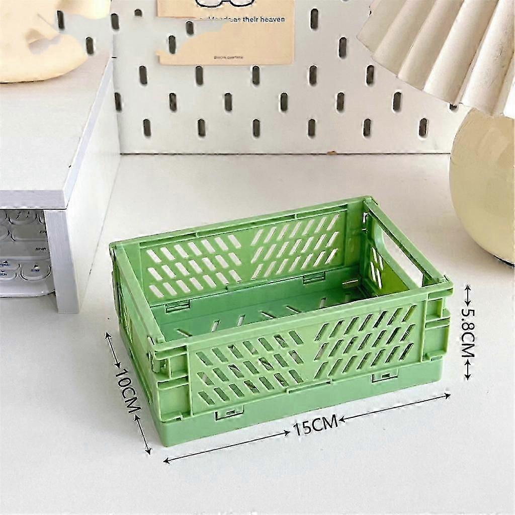 Mini Folding Plastic Storage Box Collapsible Storage Container Desktop Cosmetic Storage Basket Home Office Organizer Box 1 PC